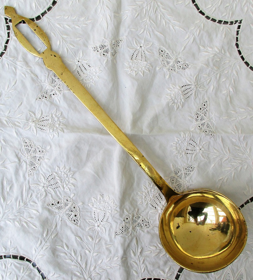 Antique Antique English Victorian Brass Kitchen Ladle