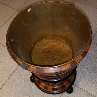 Antique Bucket for bottles in wood marquetry