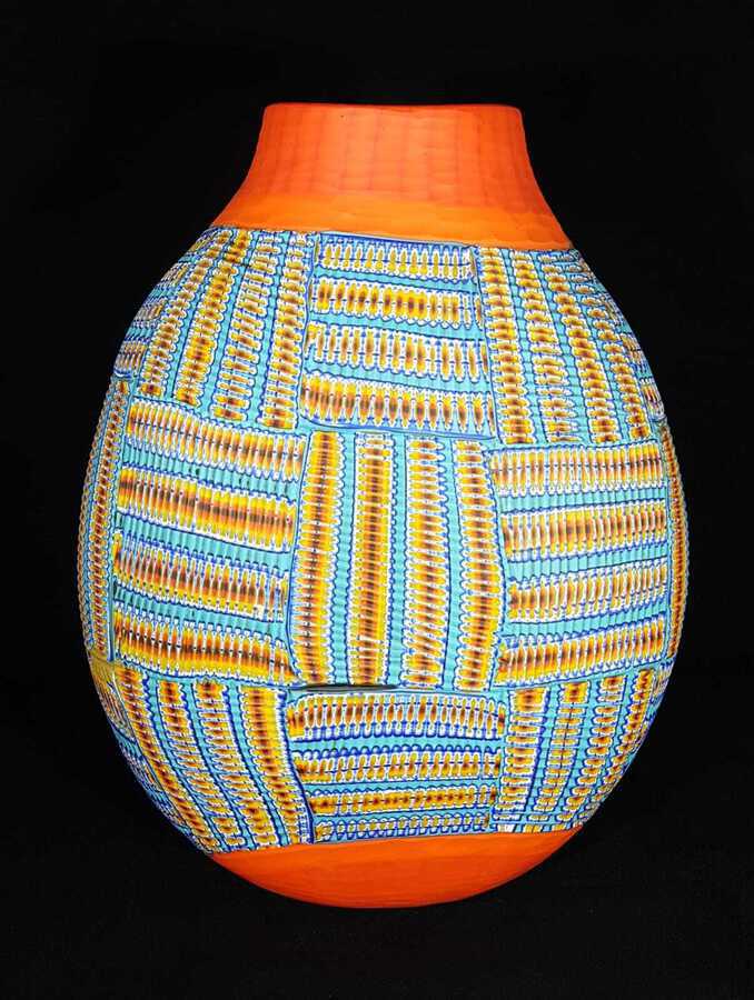 Engraved Murano glass vase