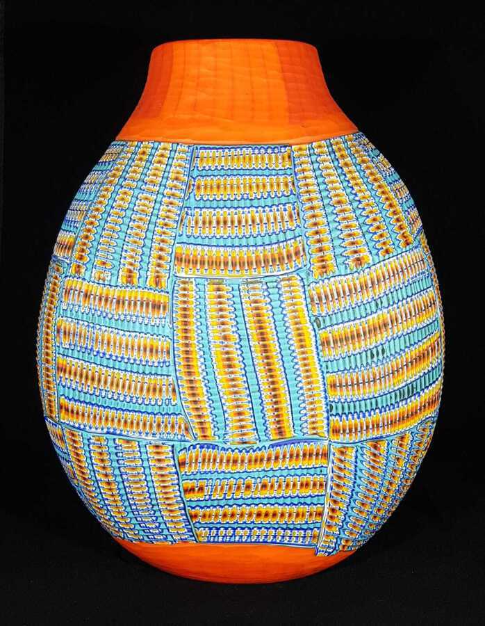 Antique Engraved Murano glass vase