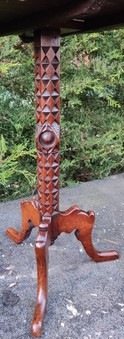 Antique Victorian Octagonal Carved Elm Table.