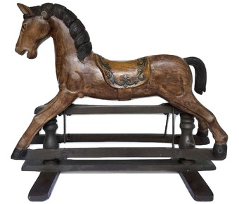 Old heavy wooden rocking horse, in excellent condition