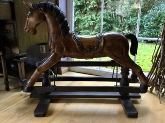 Antique Old heavy wooden rocking horse, in excellent condition