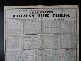 Antique Bradshaw Original Railway Poster Timetable