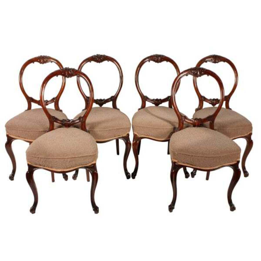 Antique Six Walnut Cabriole Leg Chairs | ANTIQUES.CO.UK