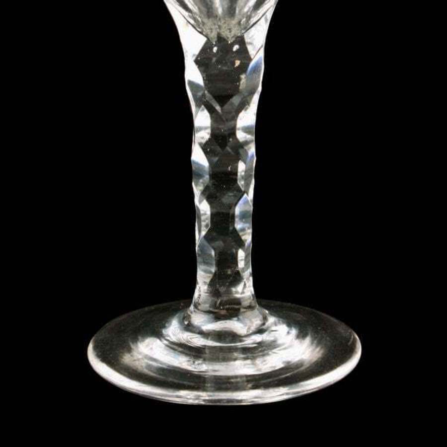 Antique 18th Century Facet Stem Wine Glass 