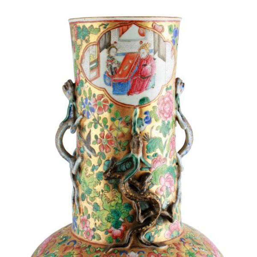 Antique 19th Century Chinese Canton Vase 