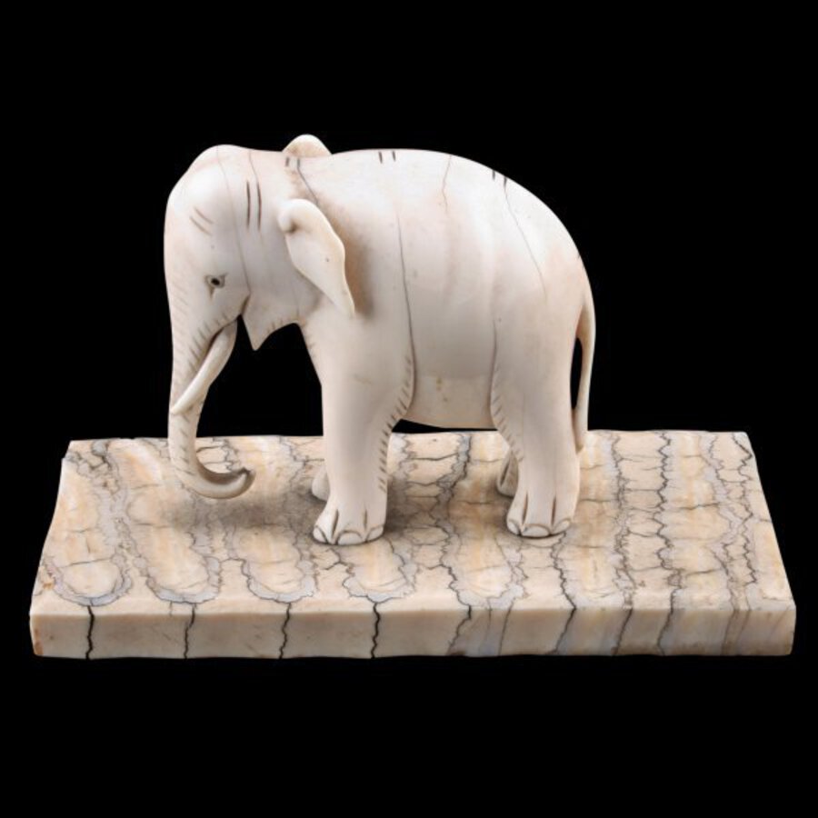 Antique 19th Century Carved Ivory Elephant 