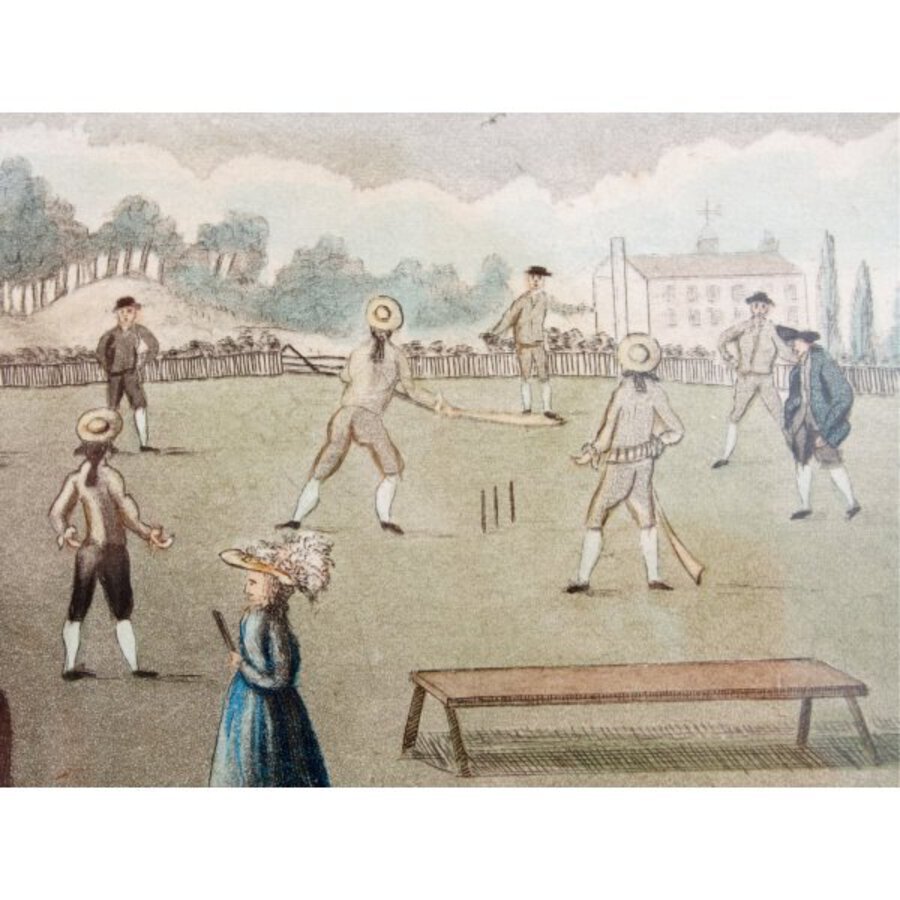 Antique 19th Century Cricketing Print 