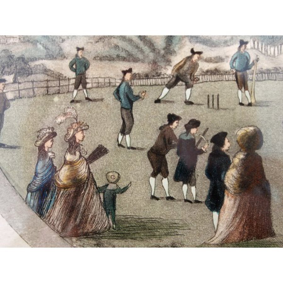 Antique 19th Century Cricketing Print 