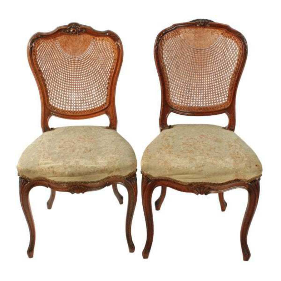 Antique Two Walnut Bergere Salon Chairs 