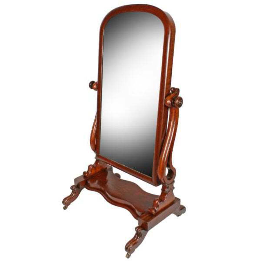 Antique Victorian Mahogany Cheval Mirror 