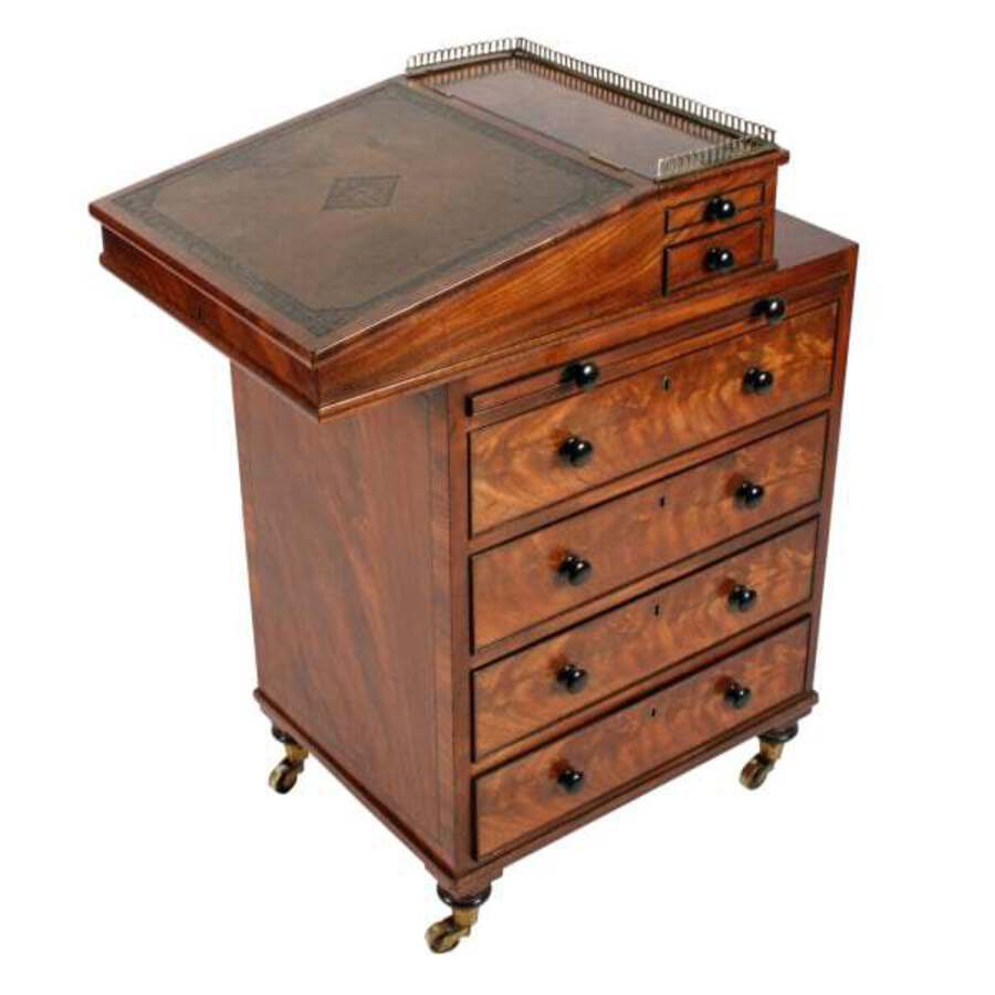 Antique Fine Regency Mahogany Davenport Desk 
