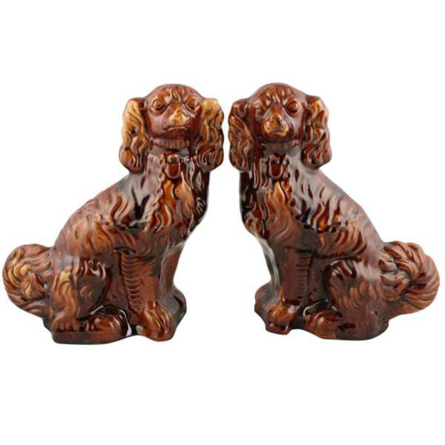 Antique Pair of Salt Glazed Staffordshire Dogs 