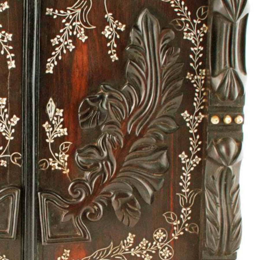 Antique Indian Ebony Miniature Cabinet 