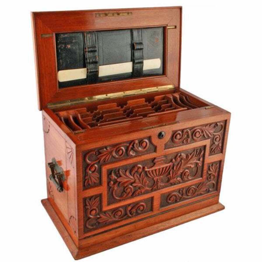 Antique Victorian Walnut Stationery Cabinet 