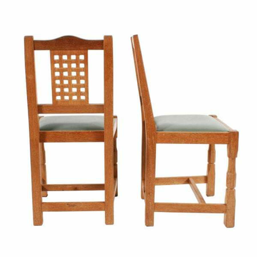 Antique 'Beaverman' Oak Table & Four Chairs 