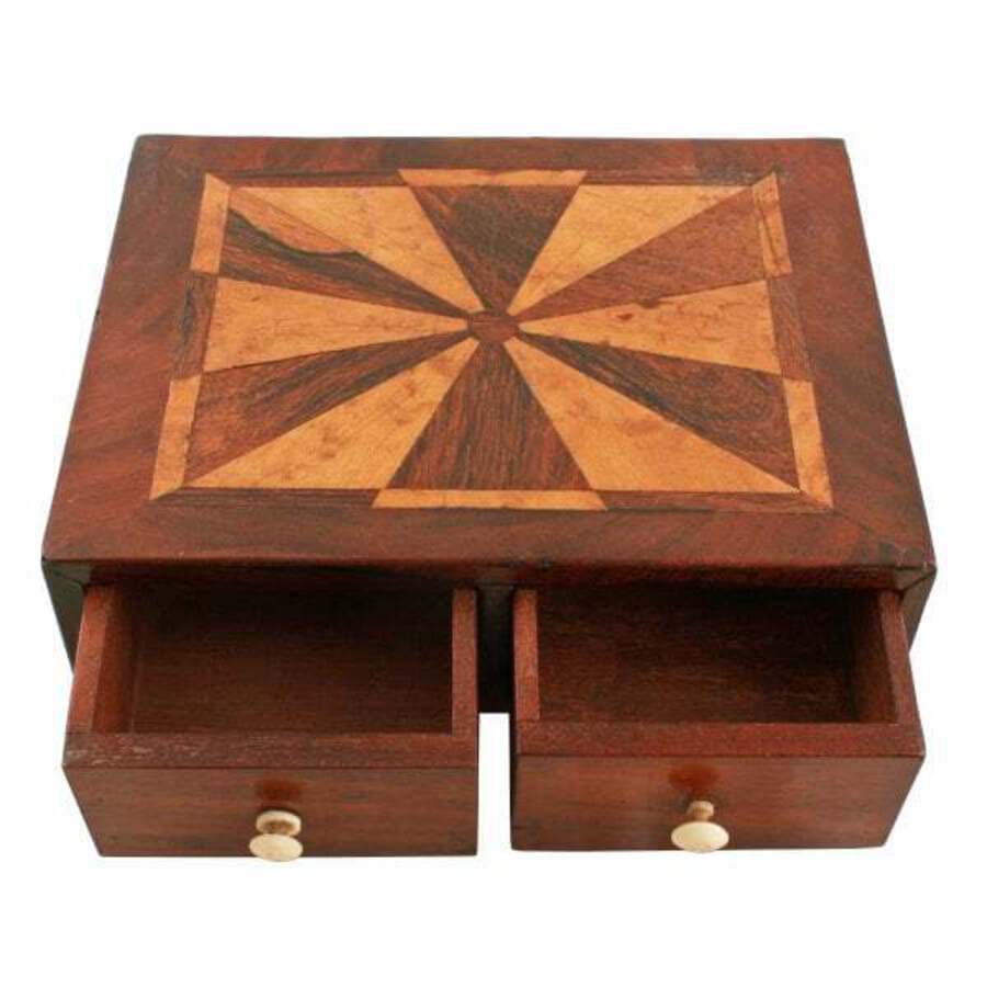Antique Treen Four Drawer Trinket Box 