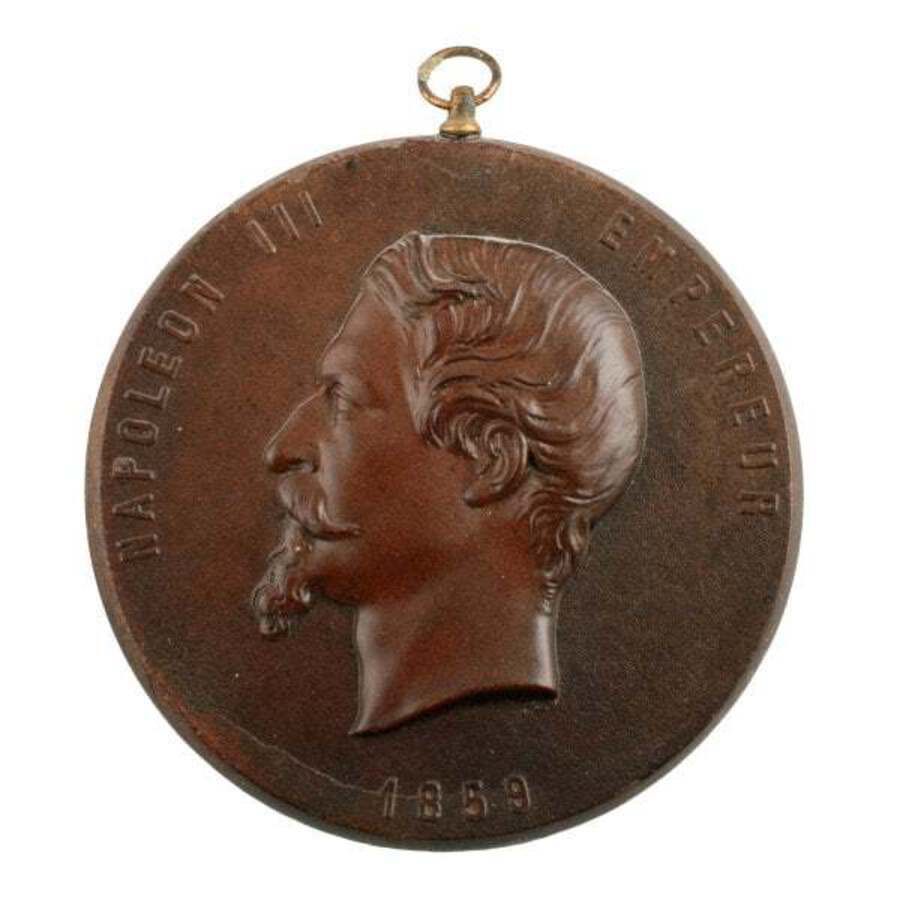 Antique Napoleon III & Eugenie Bois Durci Medallions 