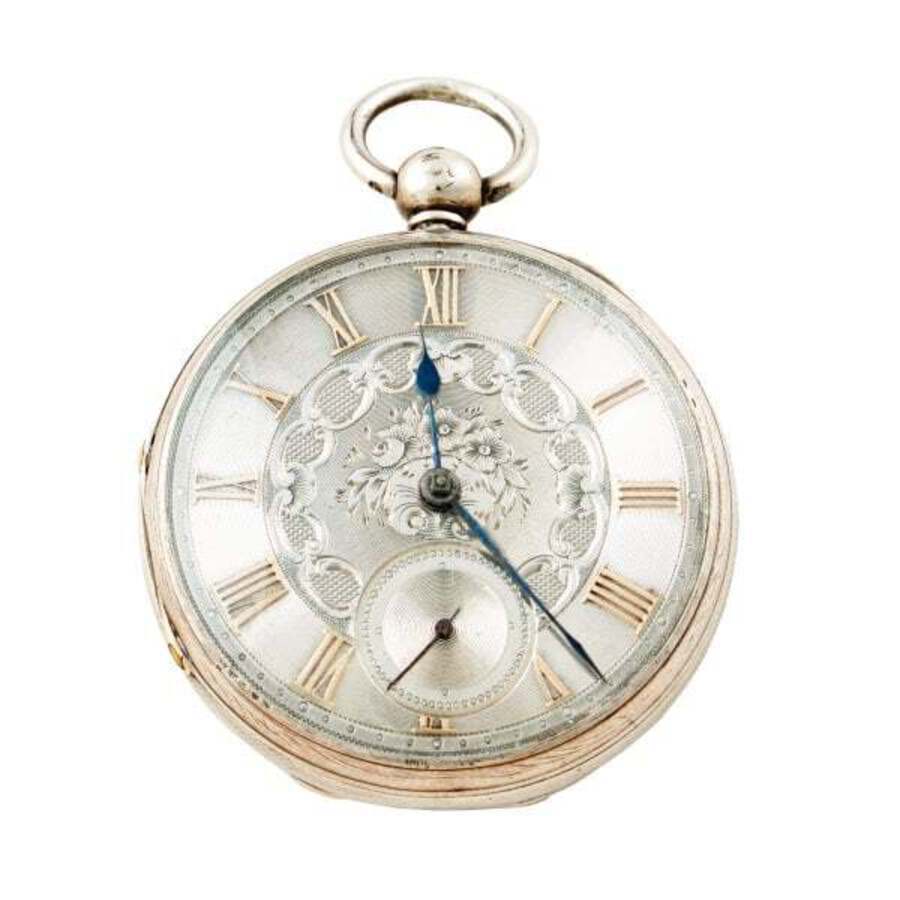 Antique Victorian Silver Pocket Watch & Stand 