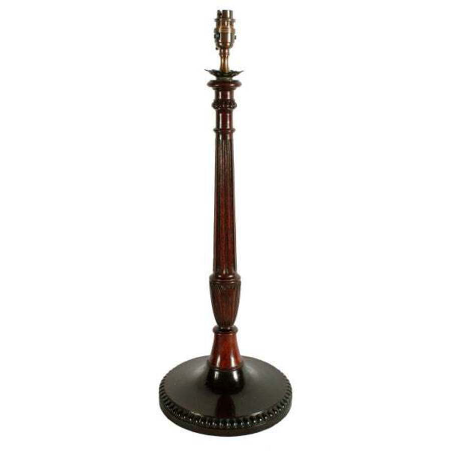 Antique Pair of Mahogany Candlestick Lamps 