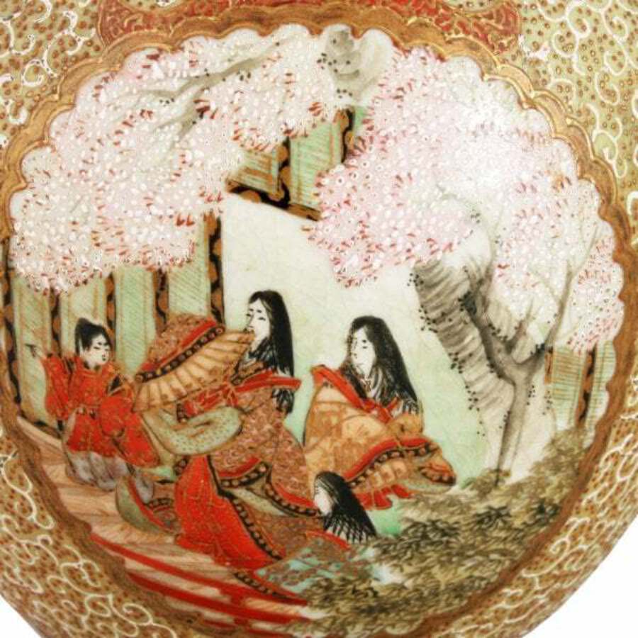 Antique Pair of 19th Century Kutani Porcelain Vases 