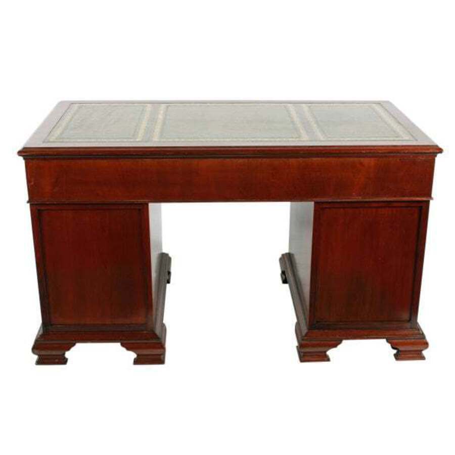 Antique Chippendale Style Pedestal Desk 
