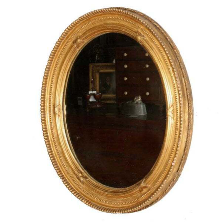 Antique Victorian Oval Gilt Wall Mirror 