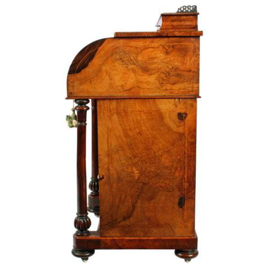 Antique Victorian Cylinder Top Davenport Desk 