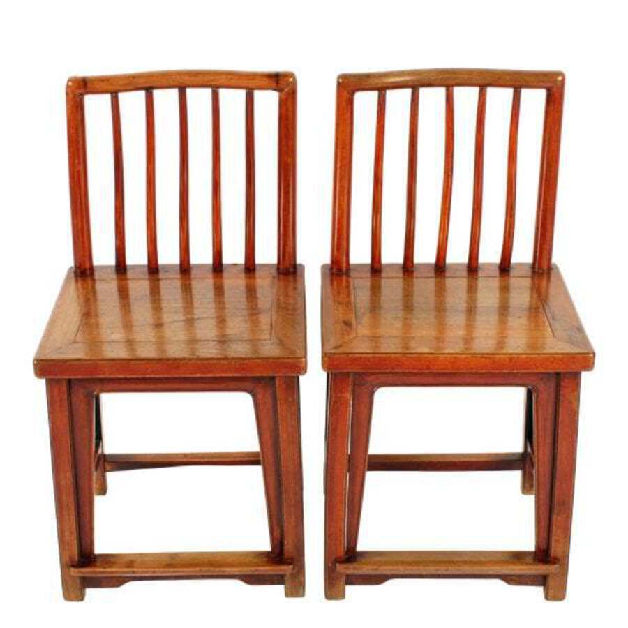 Antique Pair of Chinese Elm 'Rose' Chairs 