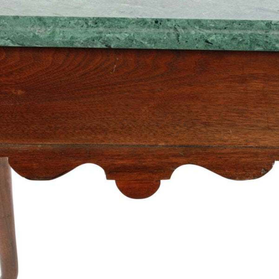 Antique Walnut Marble Top Console Table 