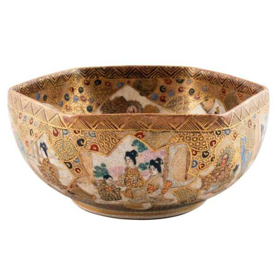 Antique Japanese Satsuma Pottery Bowl 