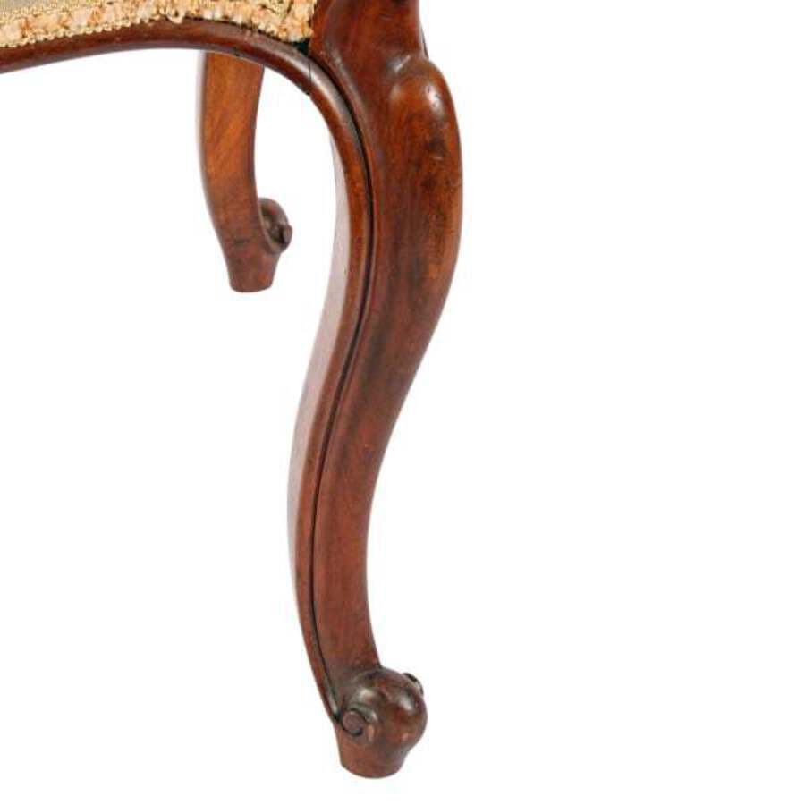 Antique Victorian Mahogany Cabriole Leg Stool 