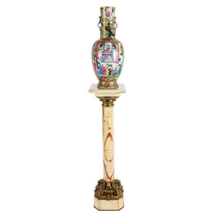 Antique Victorian Marble & Gilt Brass Pedestal 