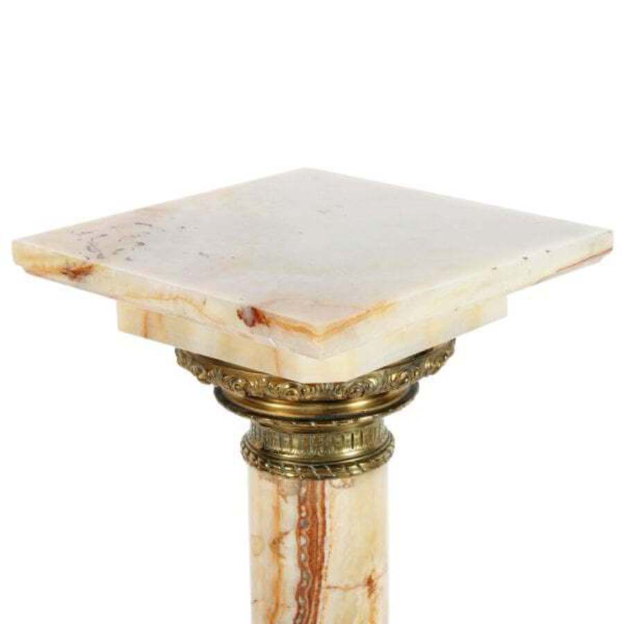 Antique Victorian Marble & Gilt Brass Pedestal 