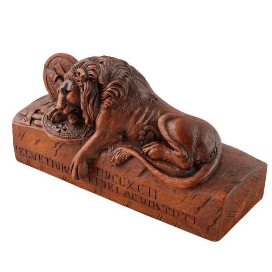 Antique Carved Wood Lion of Lucerne 