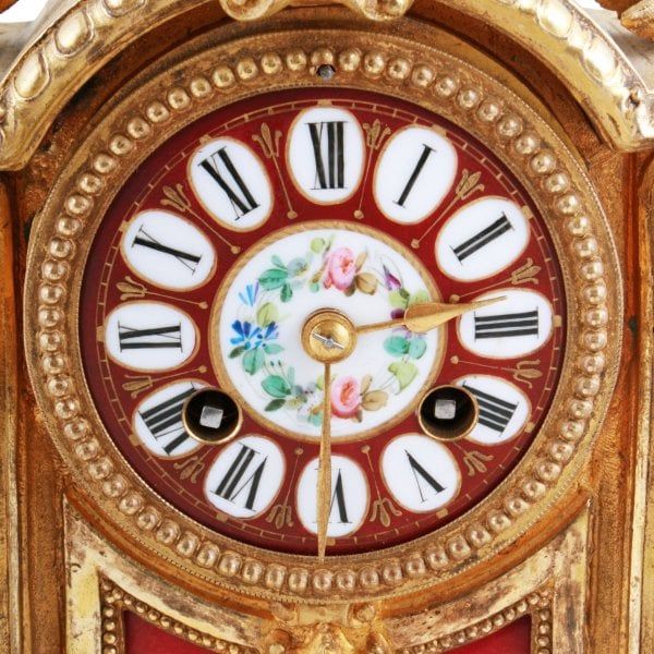 Antique Japy Freres Gilt Metal Mantel Clock 