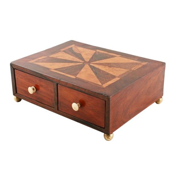 Antique Treen Four Drawer Trinket Box 