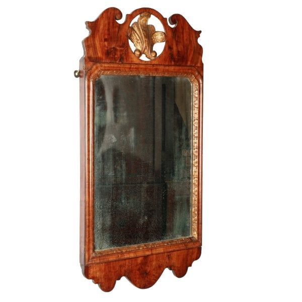 Antique George I Walnut Framed Mirror 