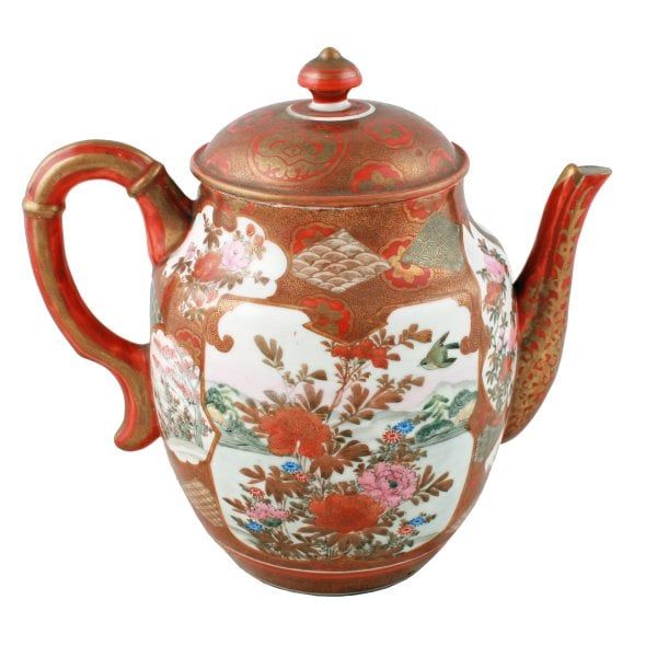 Antique Japanese Kutani Porcelain Teapot 
