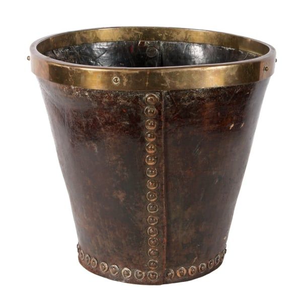 Antique Georgian Leather Powder Bucket 