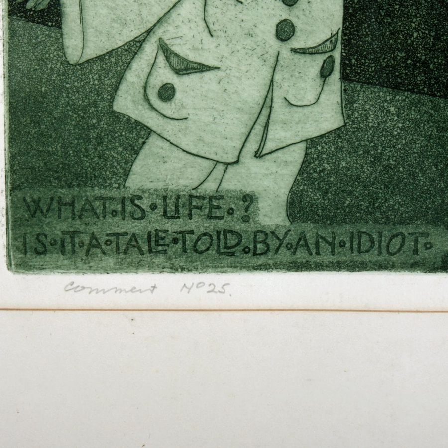 Antique Etching by Ian Fleming "What A Life" 