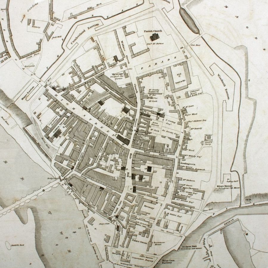 Antique George IV Plan of Berwick upon Tweed 