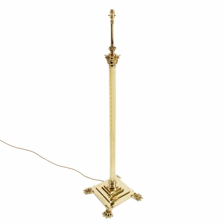Antique 19th Century Brass Standard Lamp 