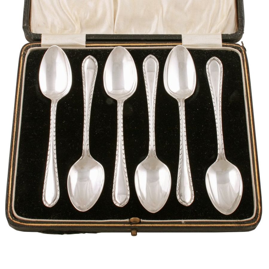Antique Six George V Silver Tea Spoons 