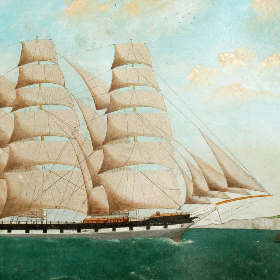 Antique Victorian 'Port Jackson' Ship Painting 