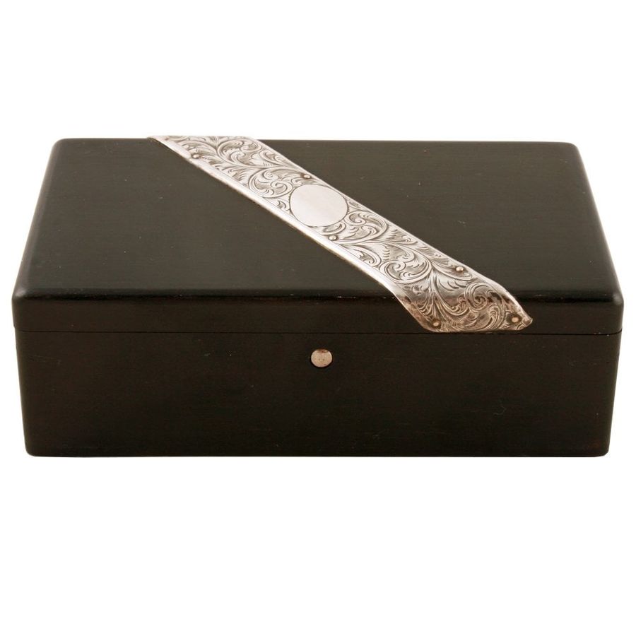 Antique Ebony & Silver Jewel Box 