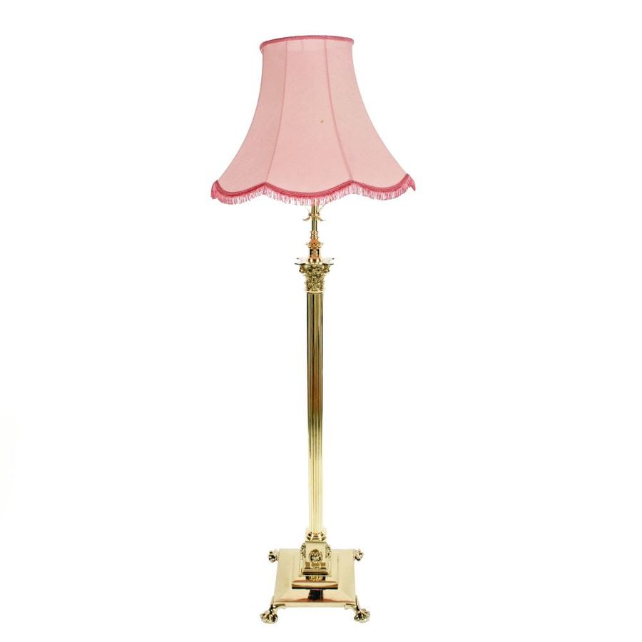 Antique 19thC Brass Standard Lamp 