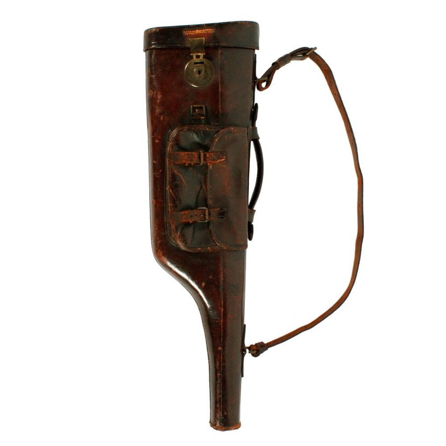 Antique Early 20th C Leather Shot Gun Case. " Leg of Mutton" 