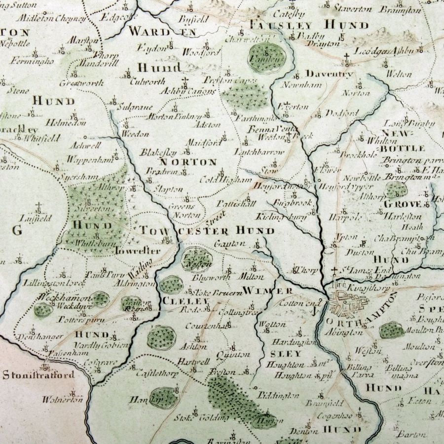 Antique 18th Century Map of Northamptonshire 